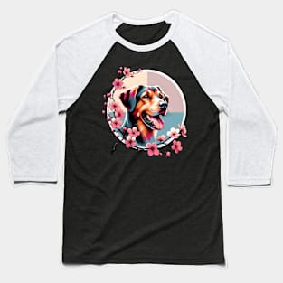 Drever in Spring with Cherry Blossoms and Flowers Baseball T-Shirt